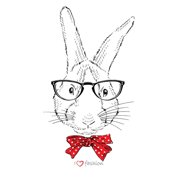 Bunny in tie boog — Stockvector