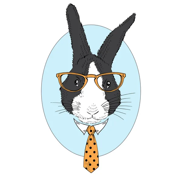 Geek bunny in tie — Stock Vector