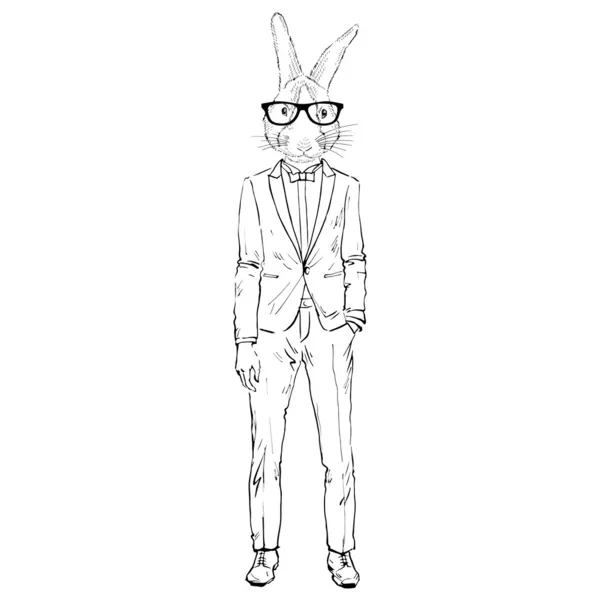 タキシードを着たウサギ — ストックベクタ