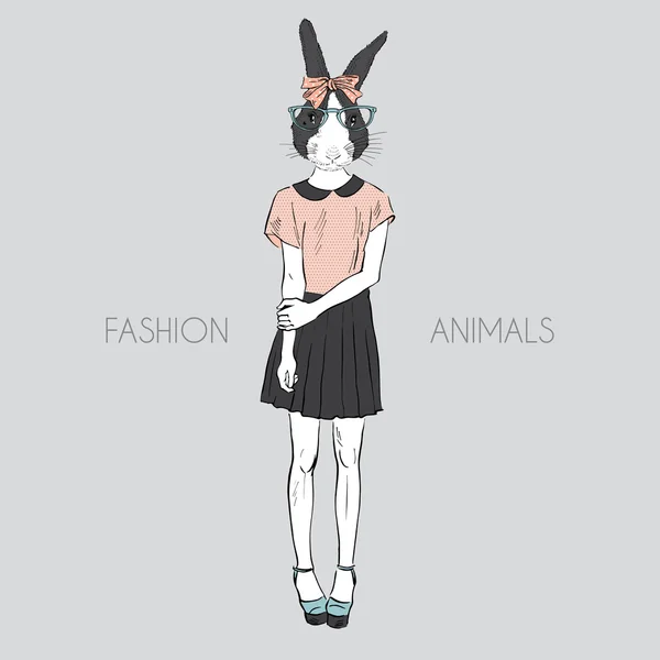 Vestido de hipster coelho — Vetor de Stock