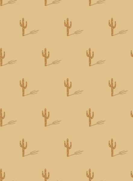 Kaktus i öknen liten skalad vektor sömlös mönster — Stock vektor
