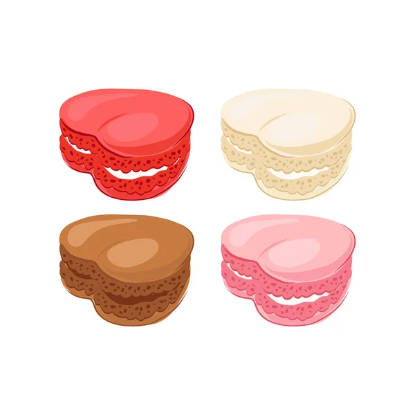 Corazón en forma de macaron vector clip arte conjunto aislado en blanco — Archivo Imágenes Vectoriales