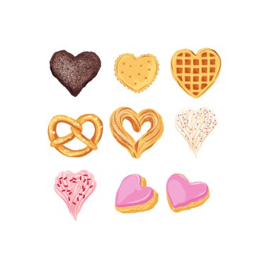 Cookies Buiscuits Waffles vektör klipsi sanatı beyaz üzerine izole