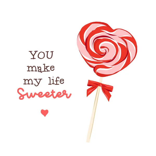 Valentines Day sweets postcard with love quote — Stock Vector