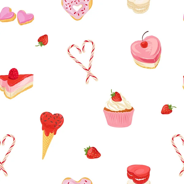 Valentines sweets vector seamless pattern — Stock Vector