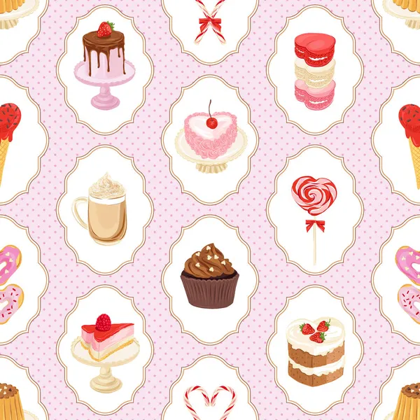 Valentines sweets vector seamless pattern — Stock Vector