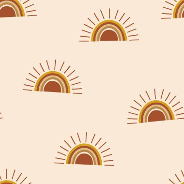 Boho soyut sabah yükselen güneş vektörü pürüzsüz desen