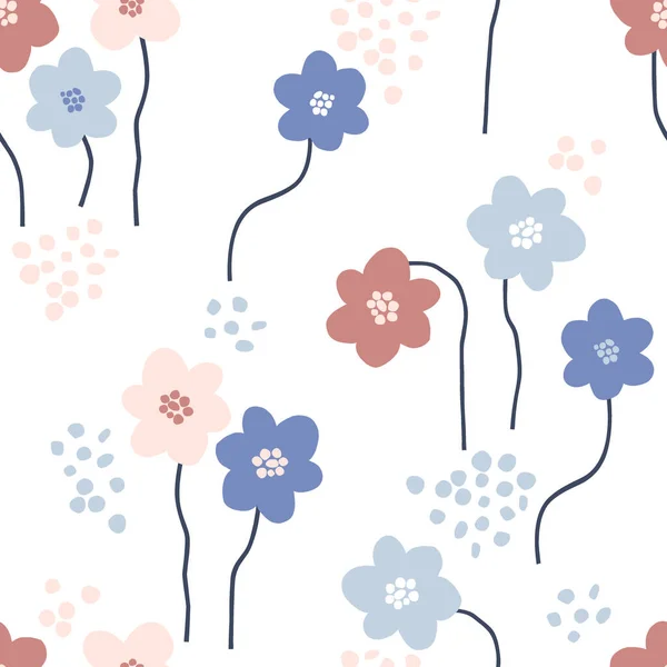 Blühende Frühlingsblumen Vektor nahtloses Muster — Stockvektor