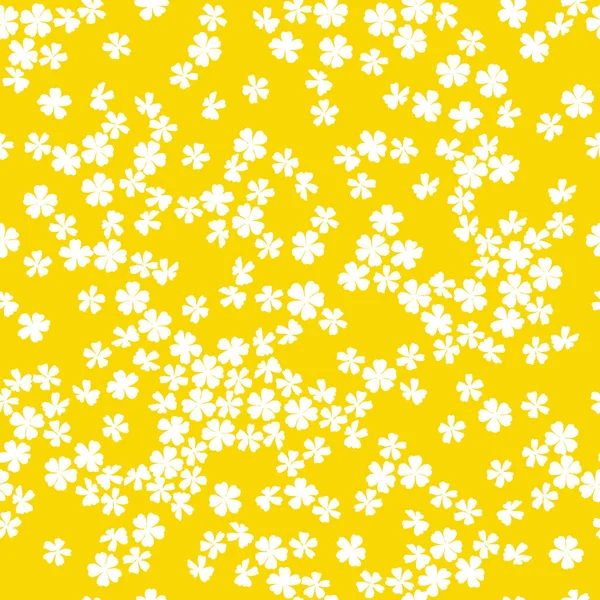 Petite Spring Garden żółty kwiat sylwetka wektor bezszwowy wzór. — Wektor stockowy