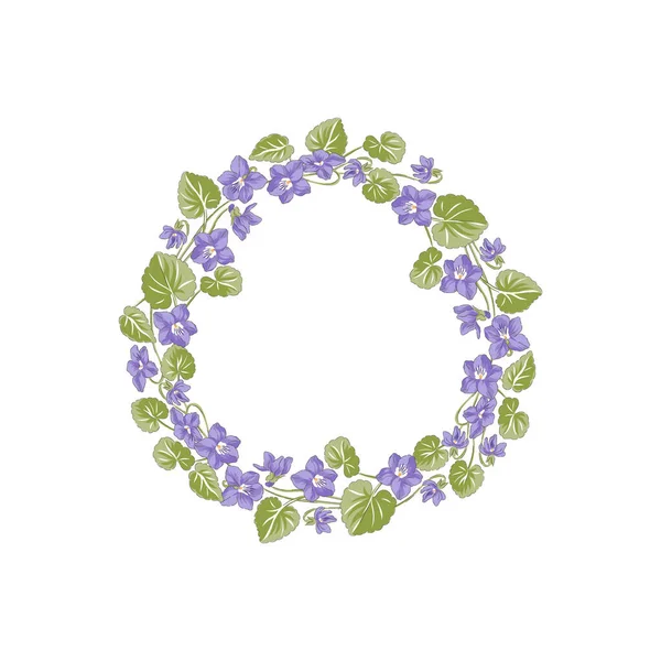 Illustration vectorielle de couronne de fleurs dessinée à la main Peri Violet — Image vectorielle