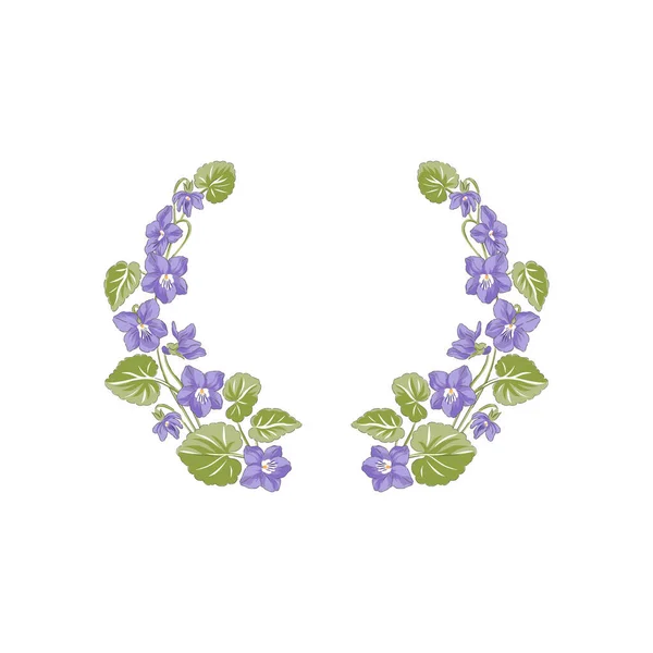 Peri Violet strony rysowane kwiat wieniec wektor ilustracja — Wektor stockowy