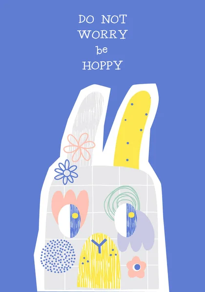 Vrtošivý králík hlava s květinami dítě-jako vektor ilustrace — Stockový vektor