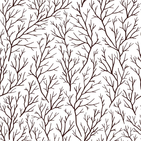 Bladlösa trädgrenar vektor sömlös mönster — Stock vektor