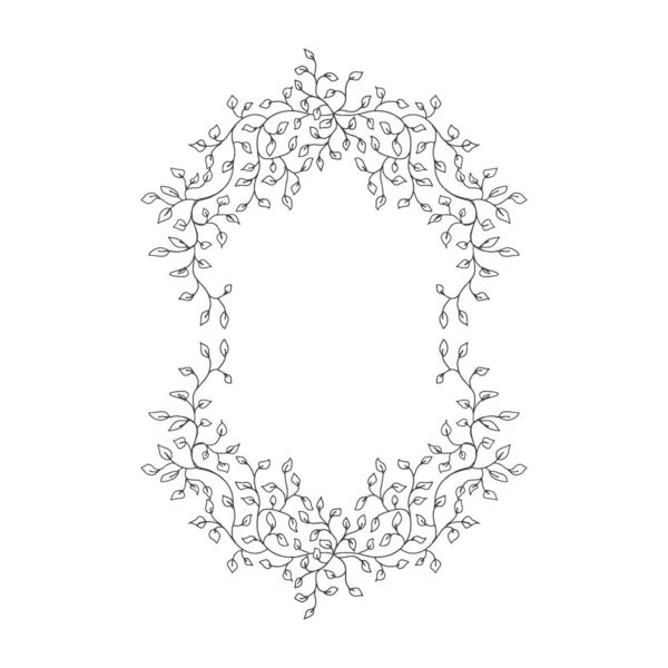 Волшебный плющ растение винтажные овальные рамки векторные иллюстрации изолированы на белом — стоковый вектор