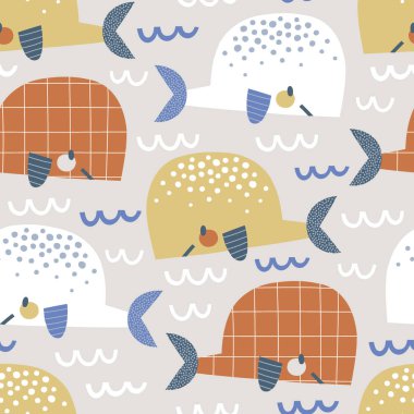 Dalgalardaki Mutlu Balina, vektörsüz desen.