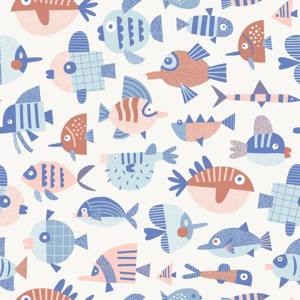 Ocean fancy fish vector seamless pattern. Royalty Free Stock Vectors
