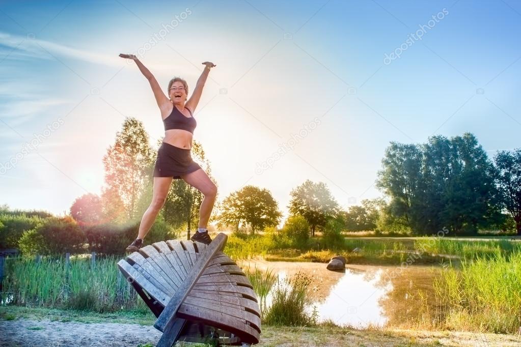 Woman enjoying morning exercises