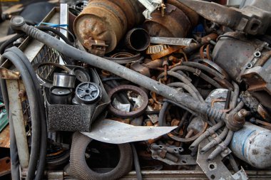 Scrap metal, old car parts clipart