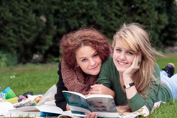 Female late teens learn together Royalty Free Stock Images