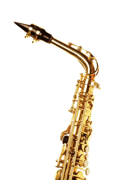 Szaxofon fehér alapon — Stock Fotó