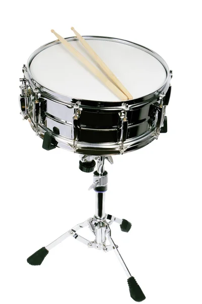 Eine Snare Drum auf weißem Hintergrund — Stockfoto