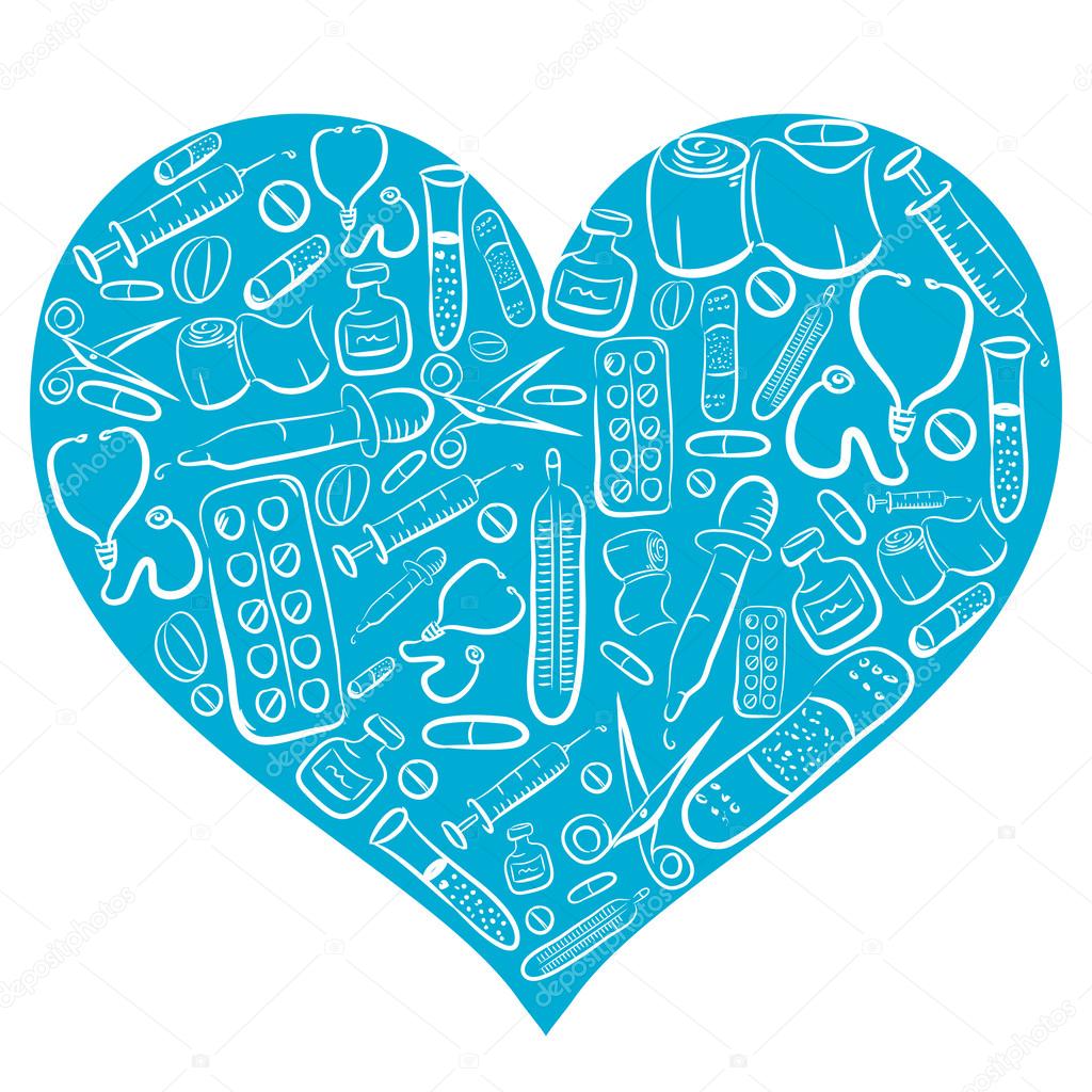 Hand Drawn Blue Medical Heart