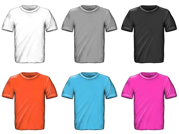 Camiseta Maqueta Ilustración Dibujo Conjunto Con Diferentes Colores Plantillas Camisa — Foto de Stock