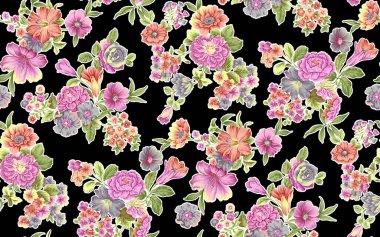 siyah renkli suluboya çiçek tasarımı