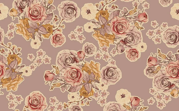 Dijital desenli suluboya çiçek tasarımı