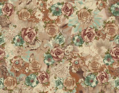 Dijital desenli suluboya çiçek tasarımı