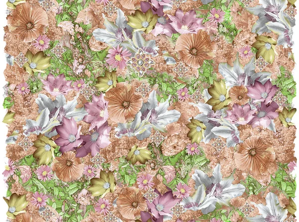 Diseño Flores Acuarela Con Textura Digital Fotos De Stock Sin Royalties Gratis