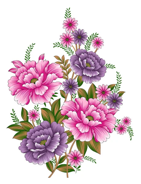 Hermosa Impresión Diseño Flores Textiles — Foto de Stock