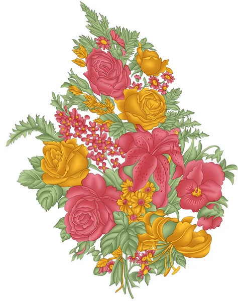 Vacker Textil Blomma Motiv Med Svart Bakgrund — Stockfoto