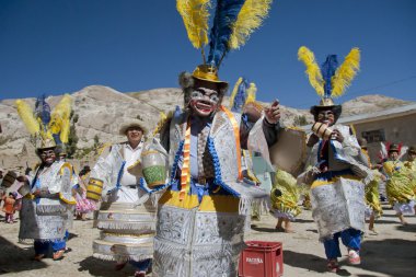 Aymara erkekler geleneksel maske dansı yıllık festival morenada dans..