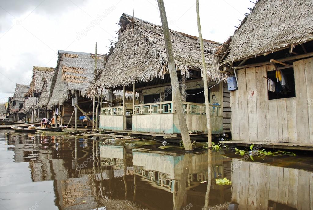 Typical water street in Belen, Iquitos, Peru.