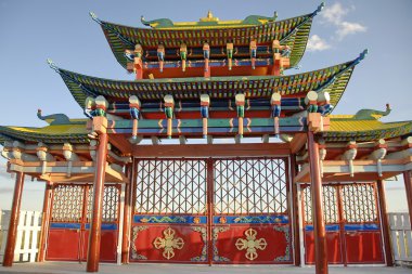 buryatia, Rusya Federasyonu, ivolginsky datsan (Budist manastır) geleneksel bir geçit.