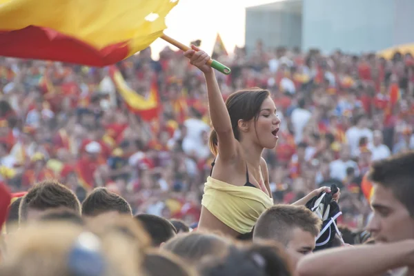 西班牙球迷聚集在西班牙巴伦西亚体育场. 图库图片