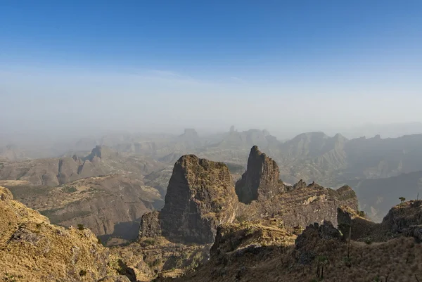 Widok z imet gogo w górach simien, Etiopia. — Zdjęcie stockowe