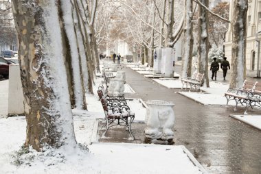 Kış kaldırım Sivastopol, Kırım, Ukrayna.