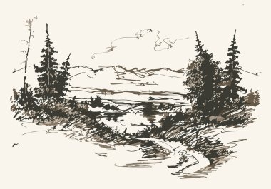 Road in mountains vector