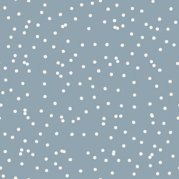 White Dots Blue Background Christmas Seamless Pattern Snown Vector Illustration — Stock Vector