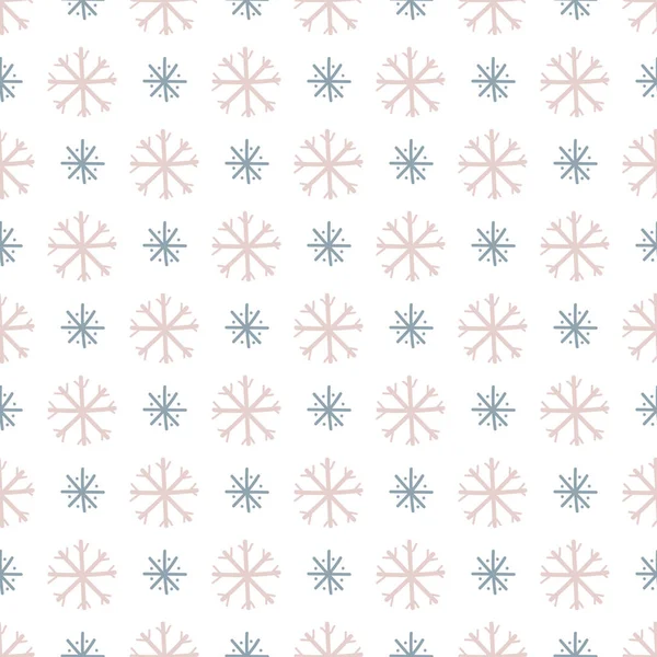 Modèle Sans Couture Hiver Flocons Neige Dessin Animé Motif Noël — Image vectorielle