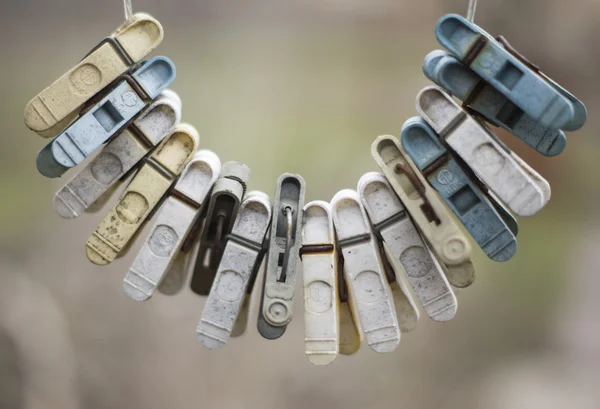 Old rust clothes pegs — Stock Photo, Image