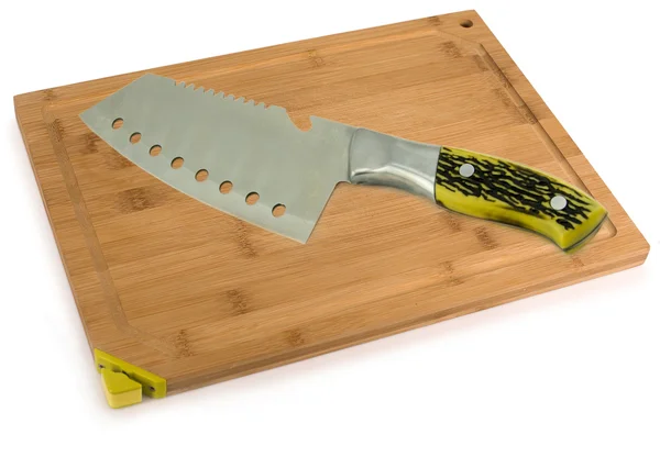 Cutting Board and Kitchen Knife close up — Stock Photo, Image