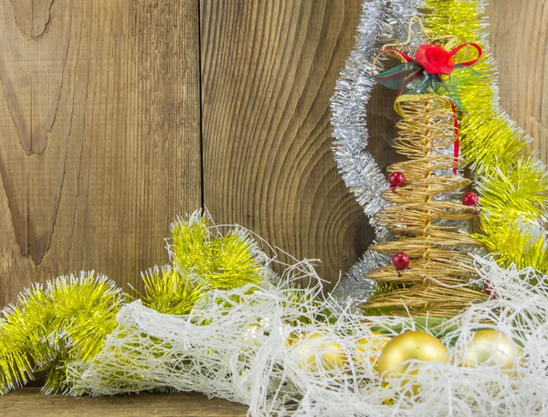 Natal decoração Vintage design de fronteira sobre backgro de madeira velha — Fotografia de Stock