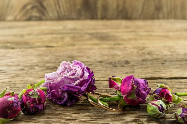 Rosa roja sobre fondo de madera — Foto de Stock