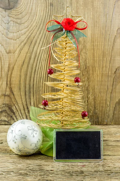 Natale Vintage decorazione bordo design su vecchio legno backgro — Foto Stock