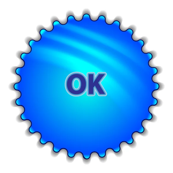 Großer blauer Knopf mit der Aufschrift "ok" — Stockvektor