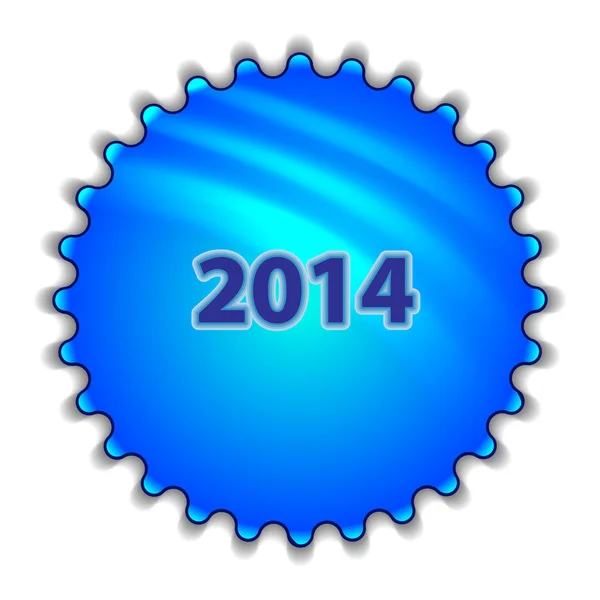 Grand bouton bleu étiqueté "2014 " — Image vectorielle