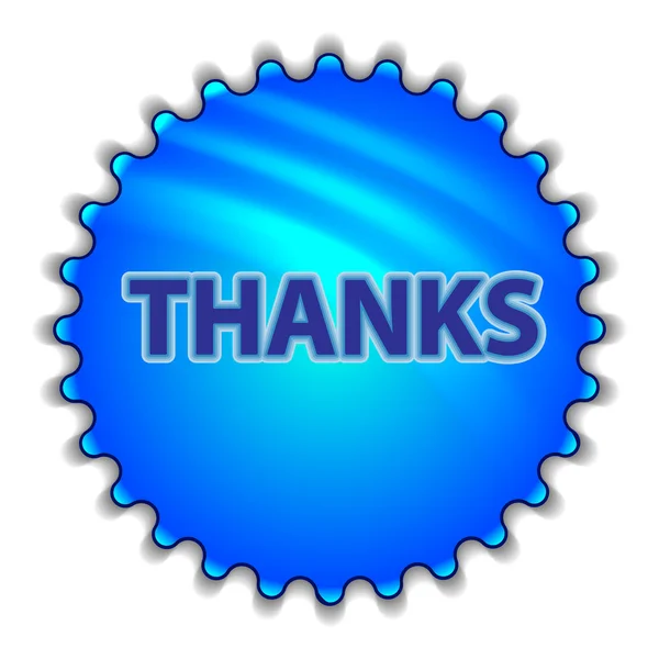 Nagy kék gomb címkével ellátott, "köszönet" — Stock Vector
